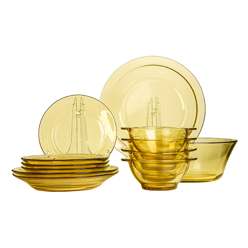 康宁PYREX餐具Shiny晶耀系列玻璃餐具12a件组PX-SY12A/HP(单位：套） 琥珀色